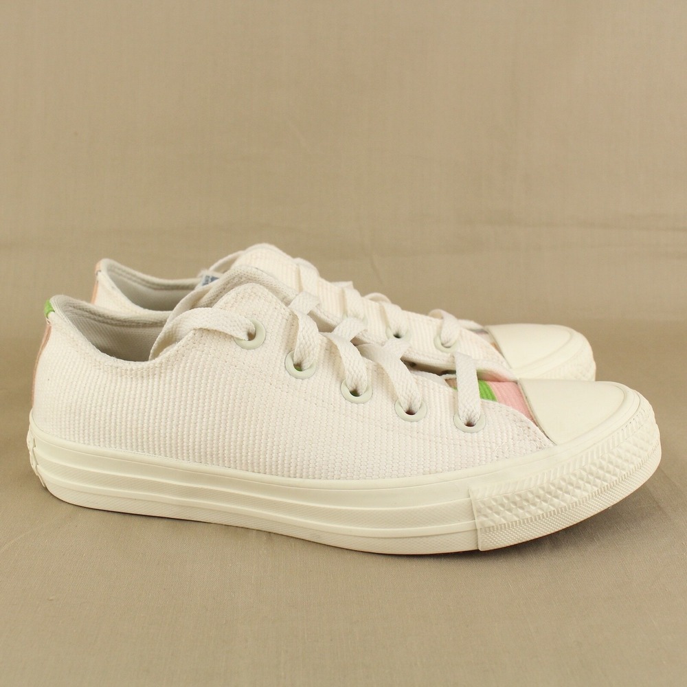 Converse All Star Stripeds Womens Size 6 White Textile Lace Up Sneakers Shoes